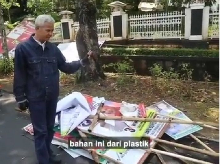 Ganjar Pranowo mencopot APK (Alat Peraga Kampanye) di Jawa Tengah.