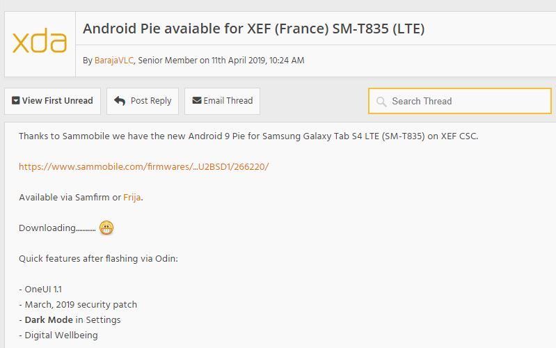 Terkonfirmasi, Tablet Samsuns Tab S4 di Prancis mendapat update Android 9.0 (Pie)