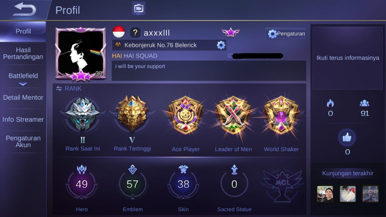 Tampilan profil terbaru Mobile Legends