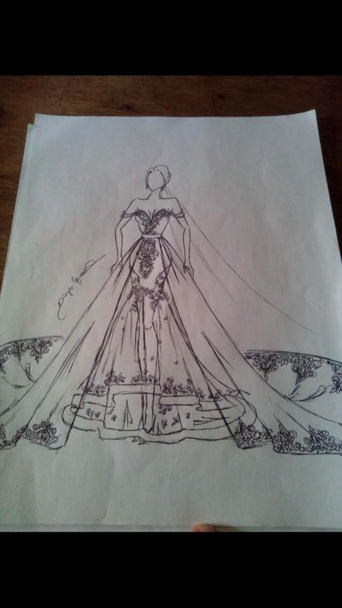 Desain gaun pengantin.