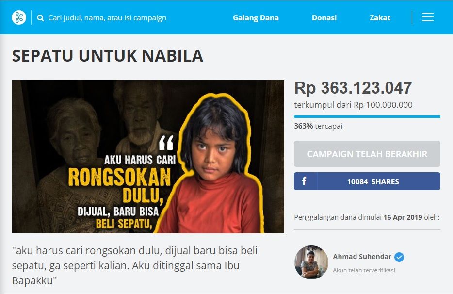 Donasi 'SEPATU UNTUK NABILA'