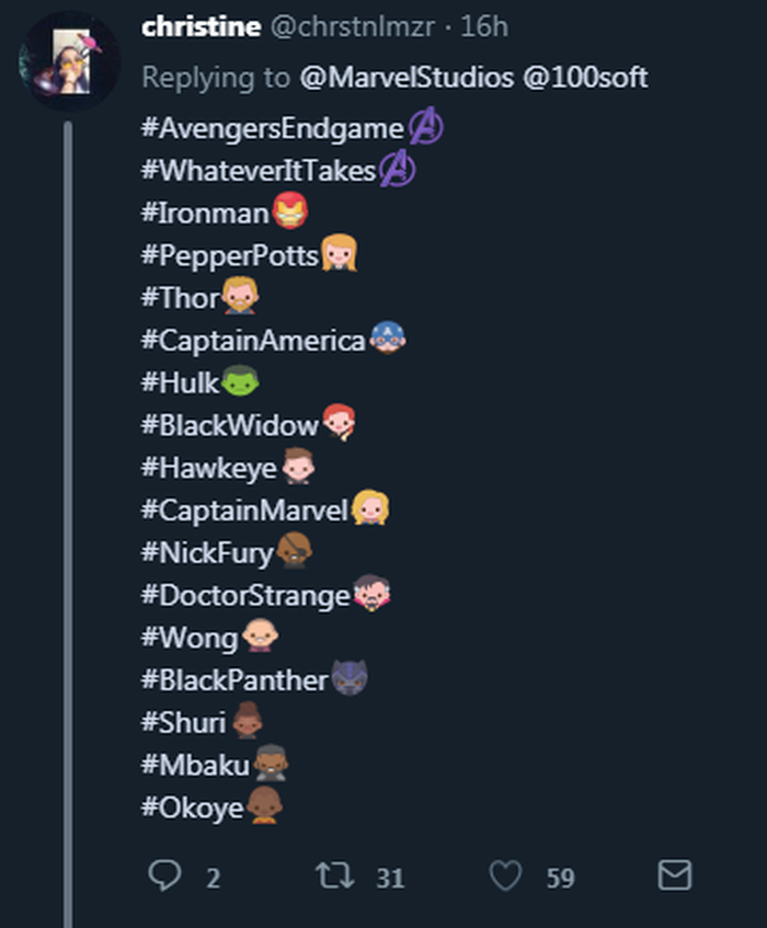 Contoh Emoji Avengers di Twitter