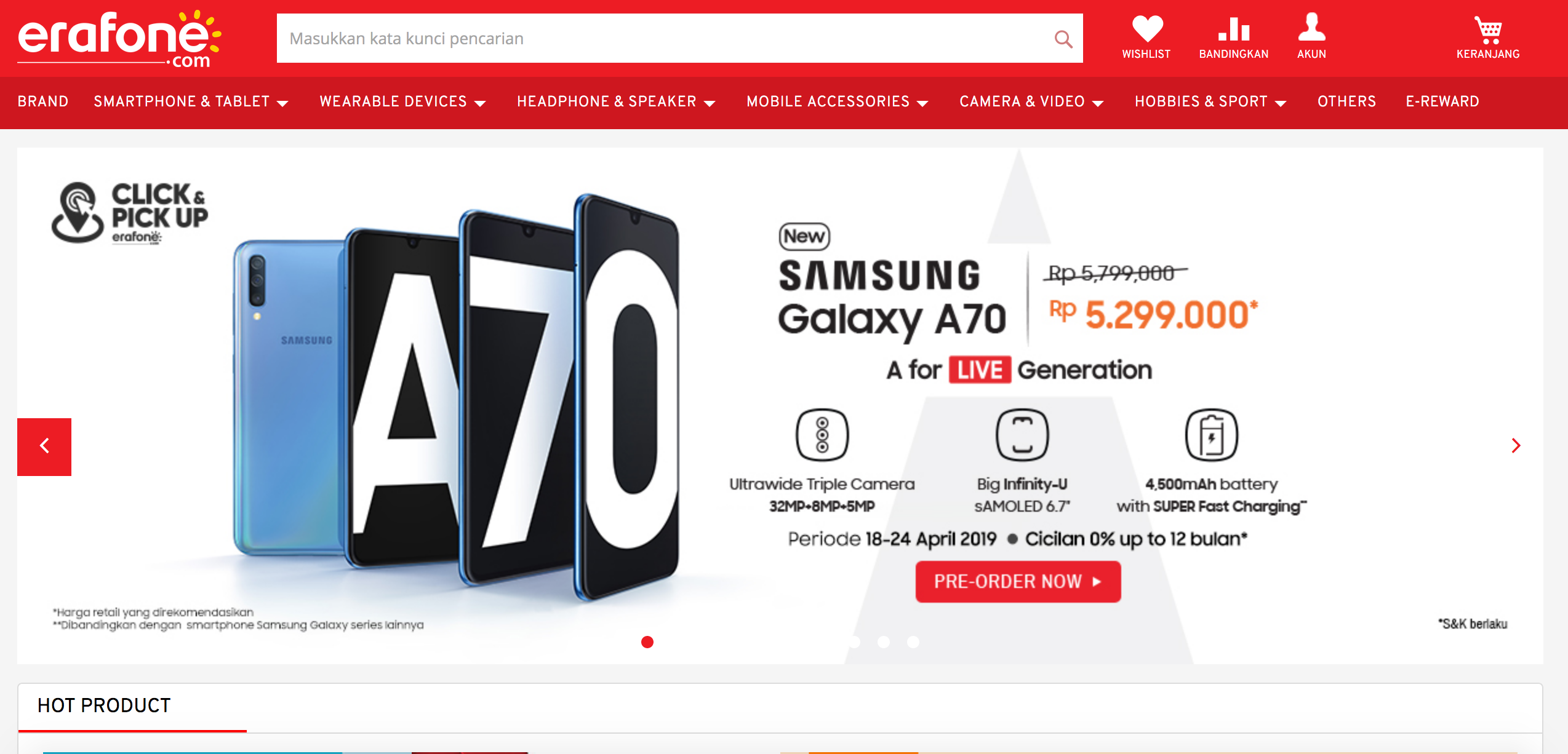 Pre-order Samsung di Website Erafone