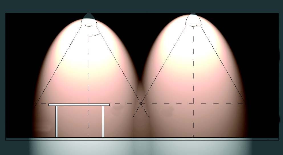 Downlight yang memiliki sudut cahaya 30 derajat.