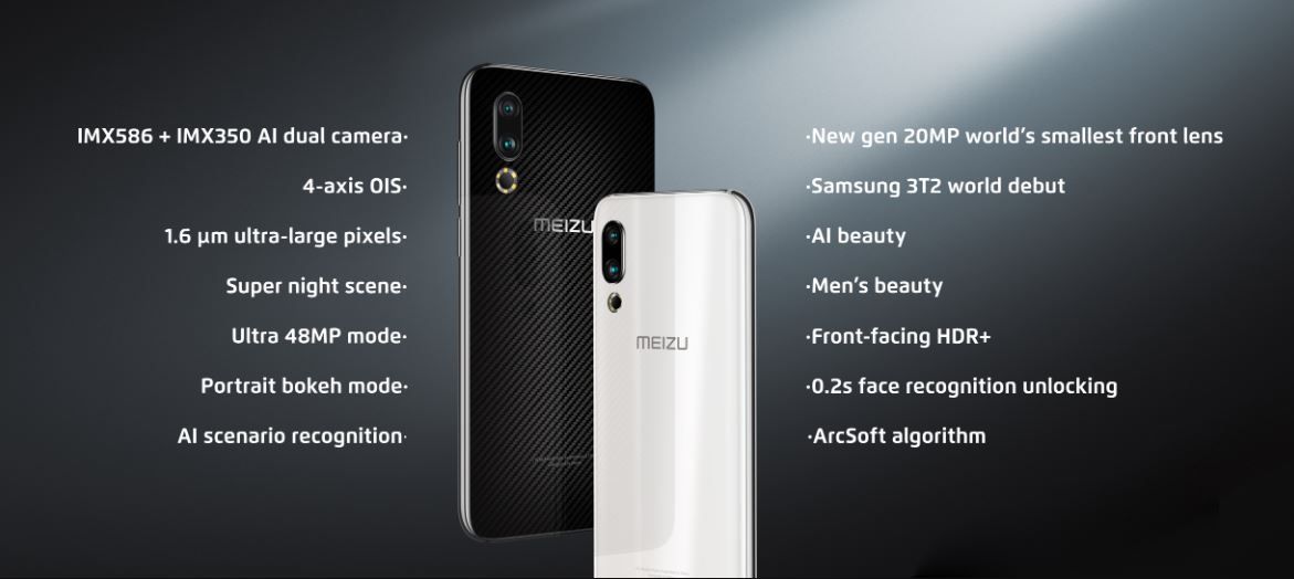 Tampak belakang Meizu 16s dengan dual camera 48 MP