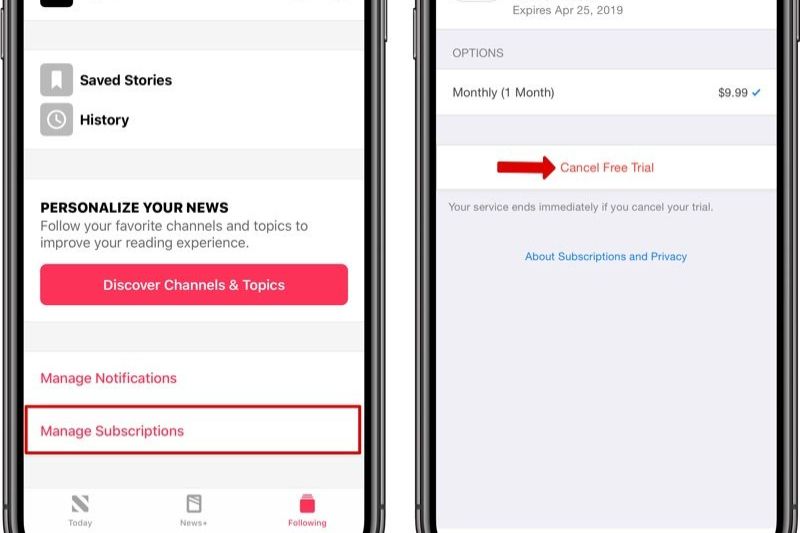 Tahapan untuk cancel subscriptions di Apple News+