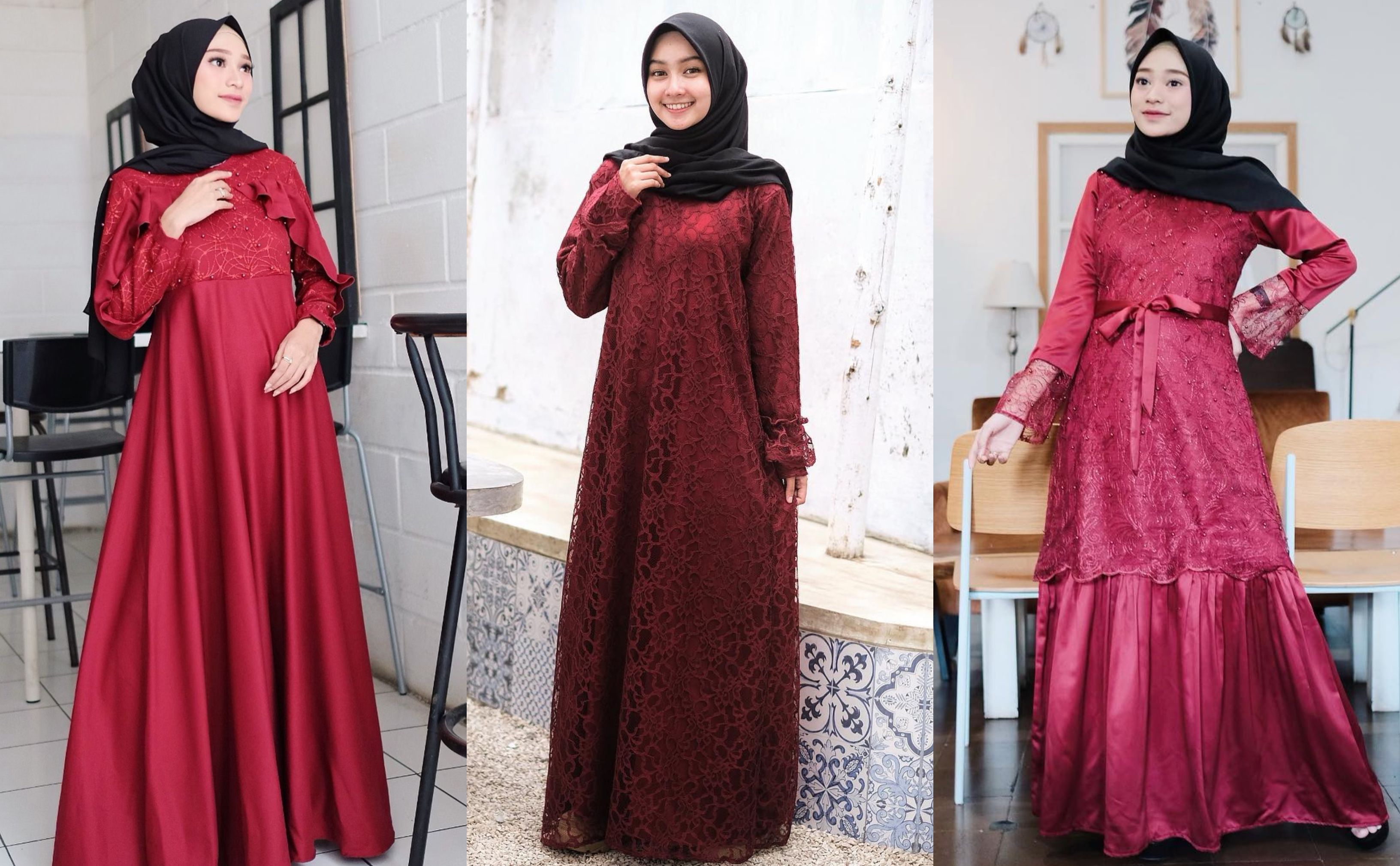 Gamis warna maroon cocok dengan jilbab warna apa