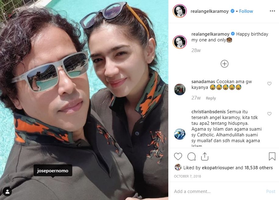 Angel Karamoy unggah foto kebersamaannya bersama sang kekasih Jose Poernomo.