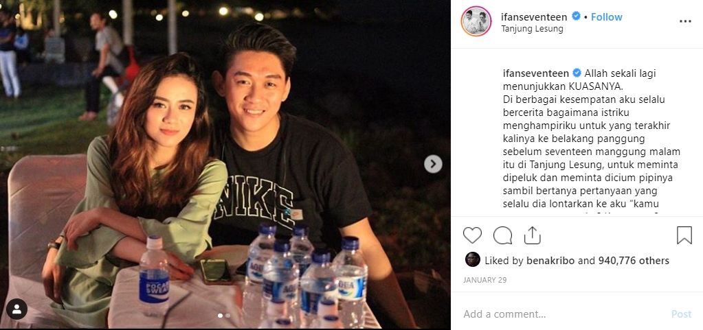 Ifan Seventeen unggah foto bersama sang istri dengan caption yang menyentuh hati
