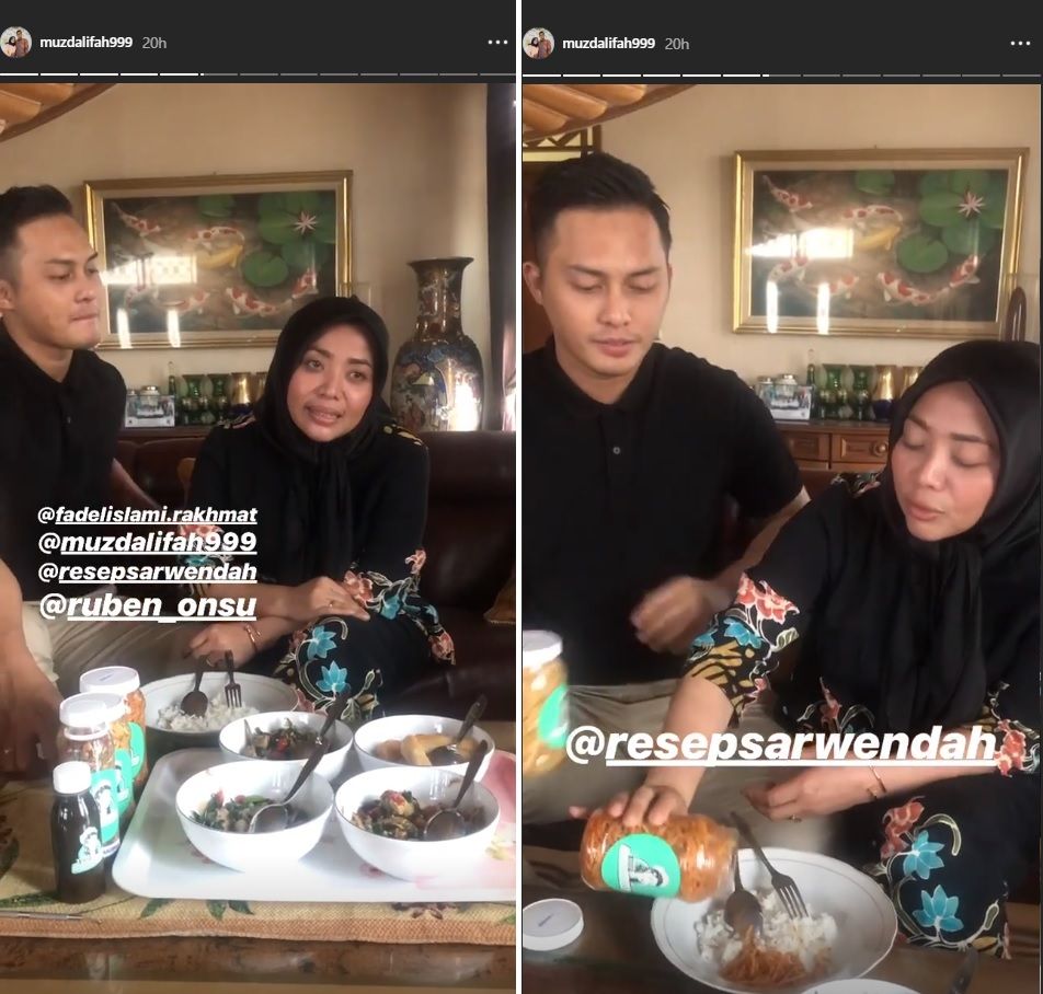 Momen mesra Muzdalifah dan Fadel Islami saat makan bersama