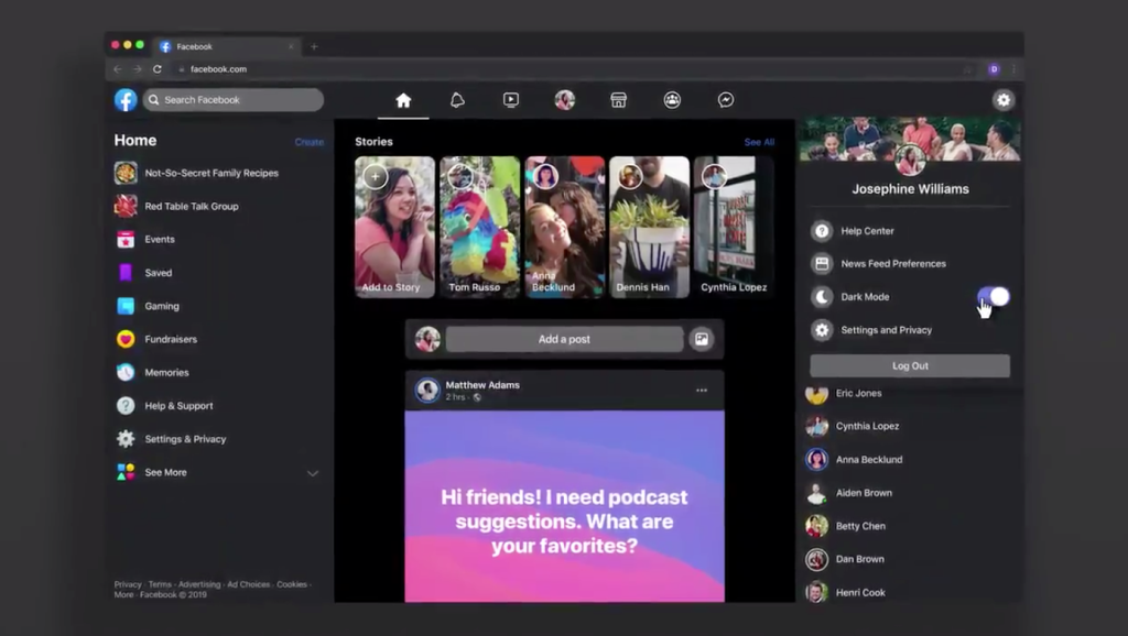 Dark Mode pada FB 5