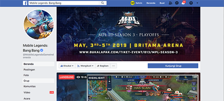 Facebook Mobile Legends: Bang Bang Indonesia