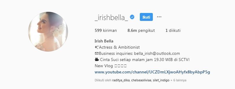 Akun Instagram Irish Bella