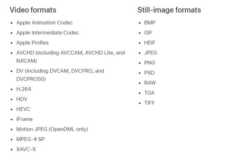 Format file yang masih dapat didukung