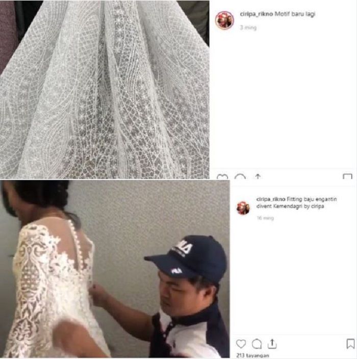 Ciripa kini juga bekerja sebagai pembuat gaun pengantin