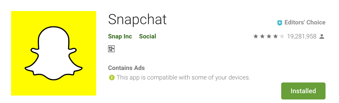 Aplikasi Snapchat di Play Store