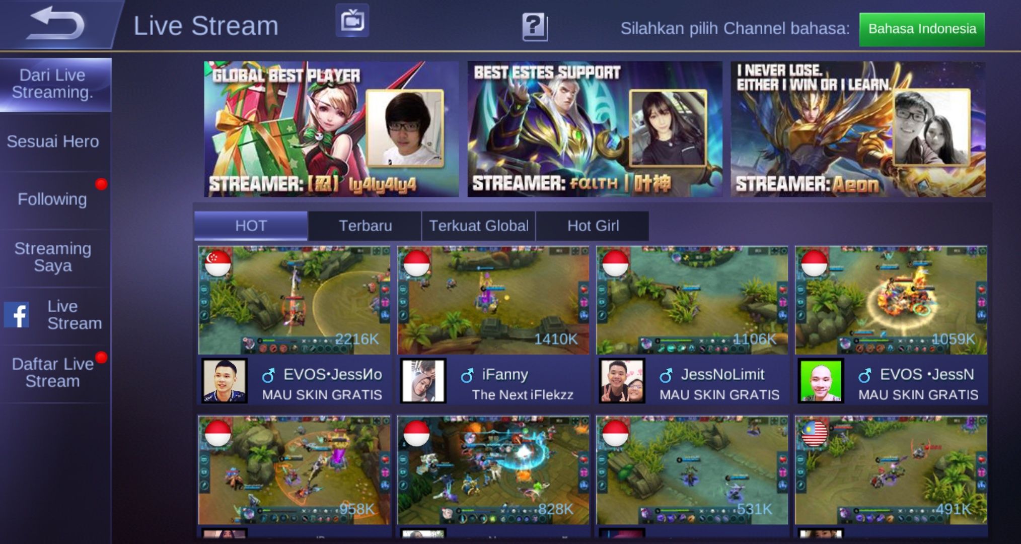 Live streaming Mobile Legends