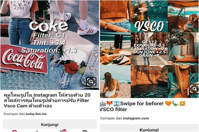 Pilih daftar rumus filter Vsco yang kalian suka