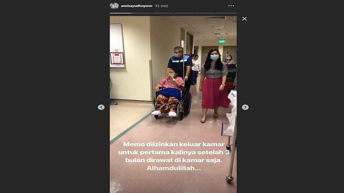 Ani Yudhoyono diizinkan jalan-jalan keluar ruang perawatan bareng SBY, Kamis (16/5/2019). (Instagram Annisa Pohan)