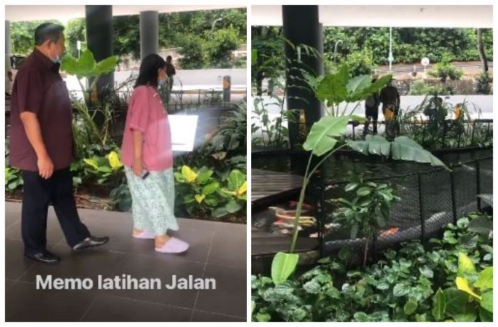Ani Yudhoyono belajar berjalan.