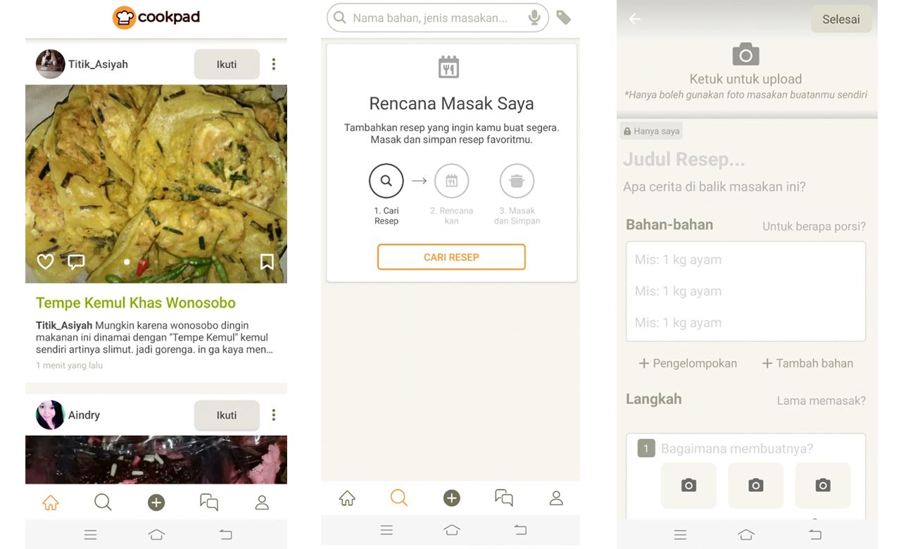 Tampilan Aplikasi Cookpad