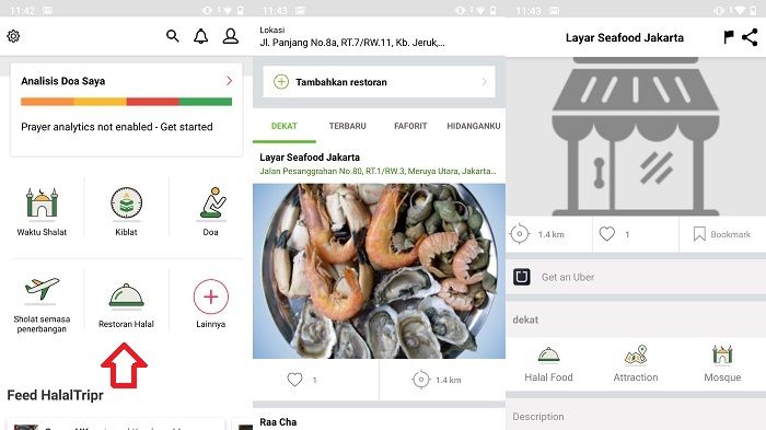 Fitur pencarian restoran halal di Halal Trip