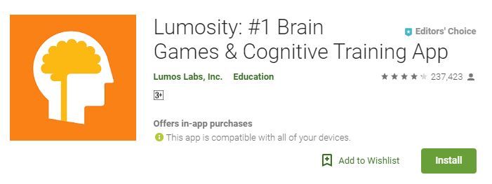 Lumosity bisa diunduh gratis di Play Store