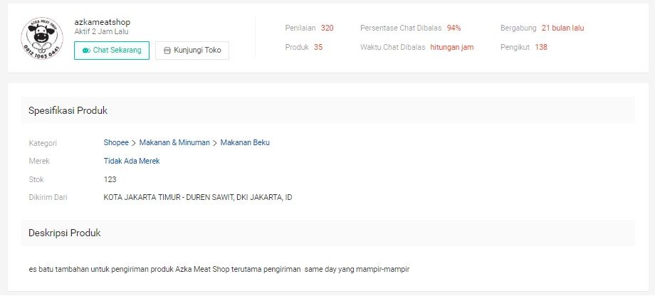 Viral toko jualan es batu secara online