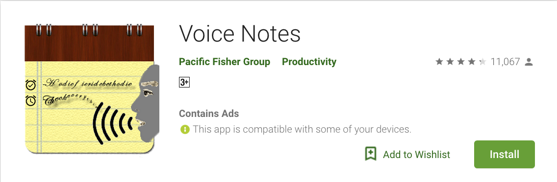 Aplikasi Voice Notes di Play Store