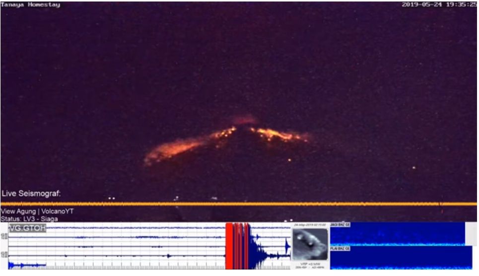 Video Detik-detik Erupsi Gunung Agung, Titik Api Membakar Semak di Puncak