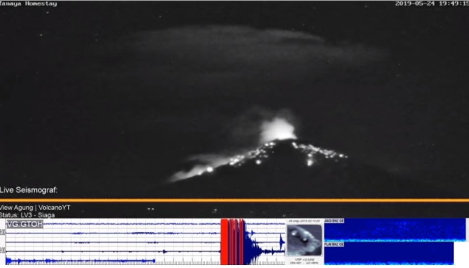 Video Detik-detik Erupsi Gunung Agung, Titik Api Membakar Semak di Puncak