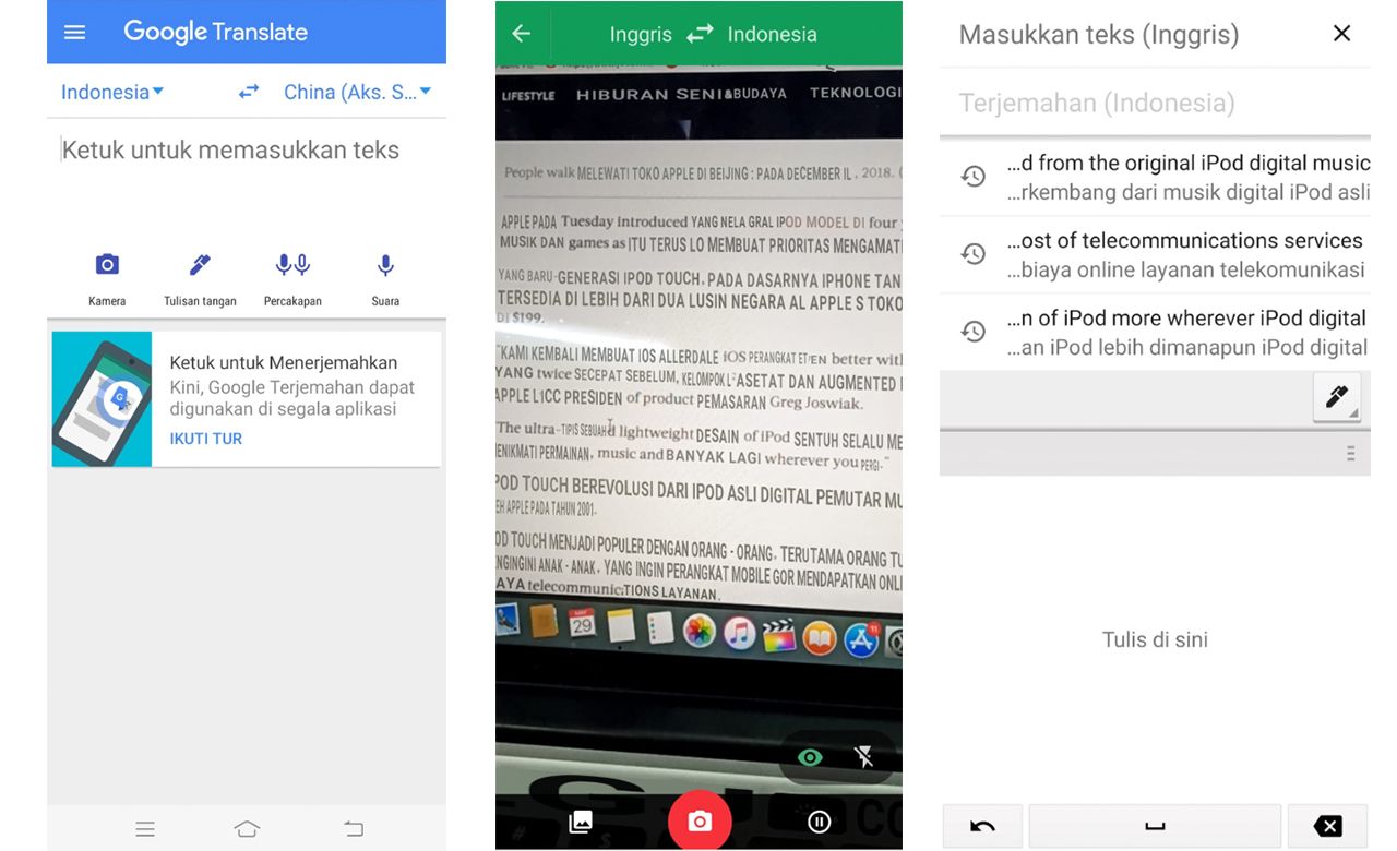 Tampilan Aplikasi Google Translate