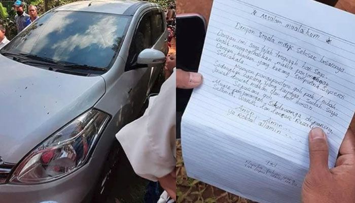 Mobil Suzuki Ertiga dikembalikan maling plus surat permintaan maaf.