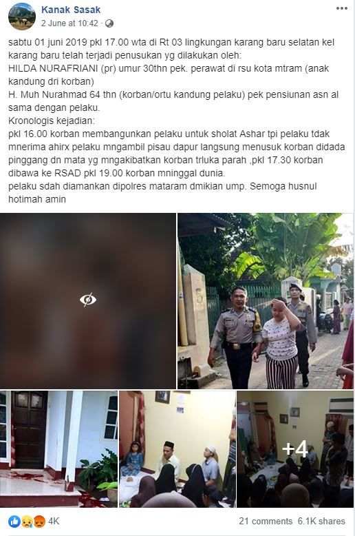 Kisah pembunuhan sempat viral di Facebook