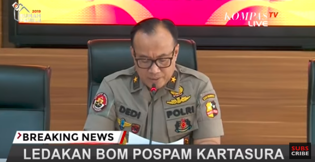 Karo Penmas Divisi Humas Polri Brigjen Dedi Prasetyo menjelaskan jenis bom yang dipakai pelaku.