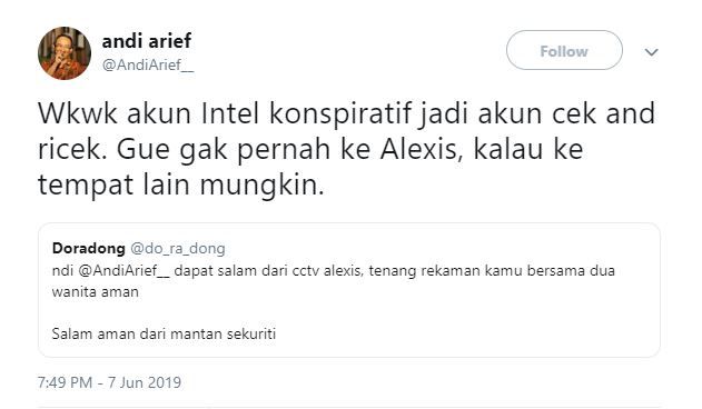 Cuitan Andi Arief di akun Twitter