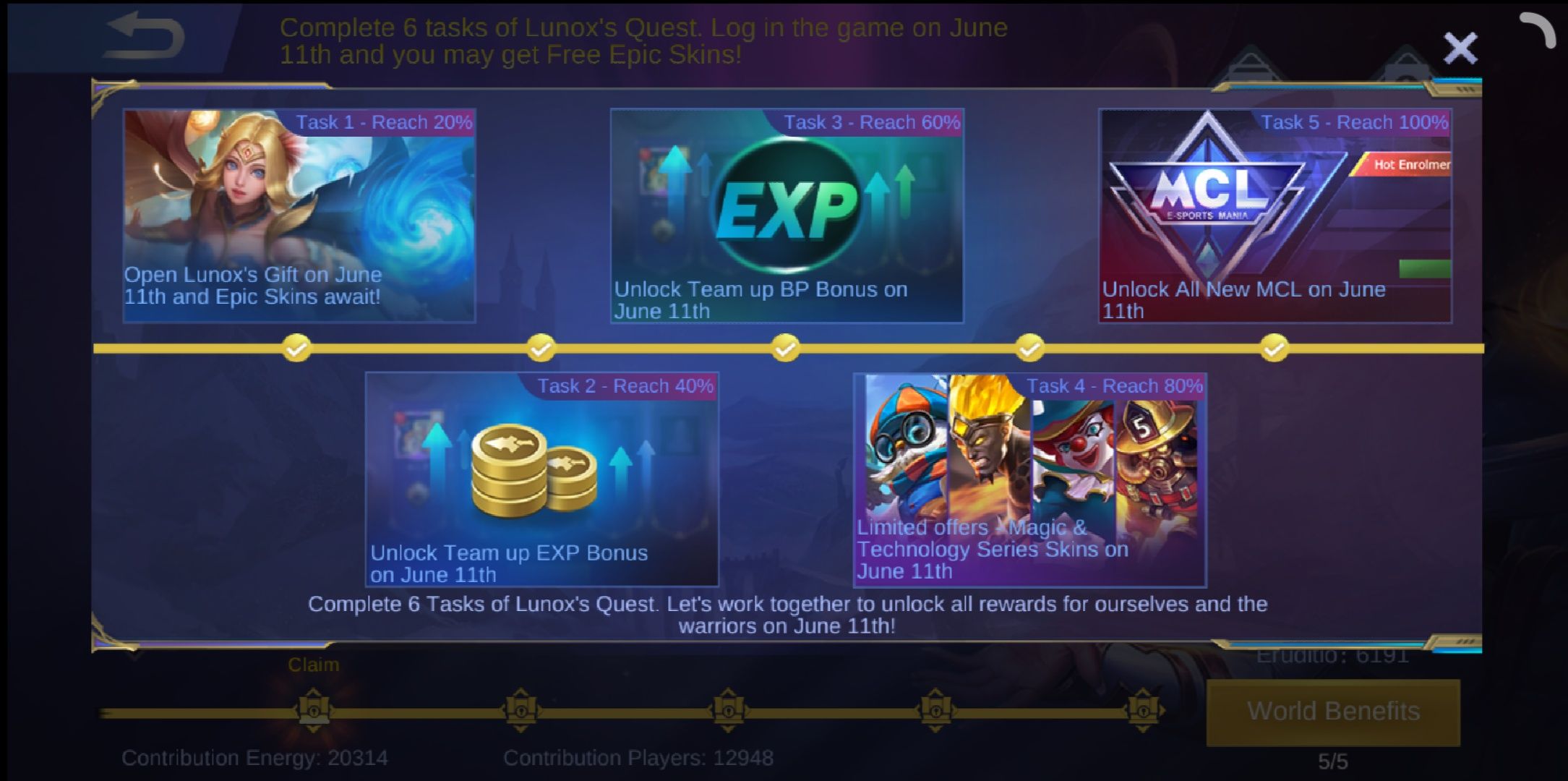 6 Task Lunox di event Mobile Legends Rivals