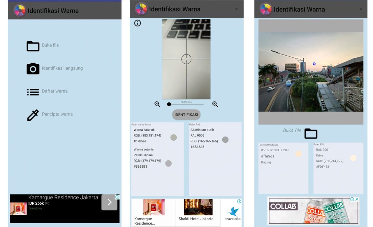 Tampilan Aplikasi Indentifikasi Warna