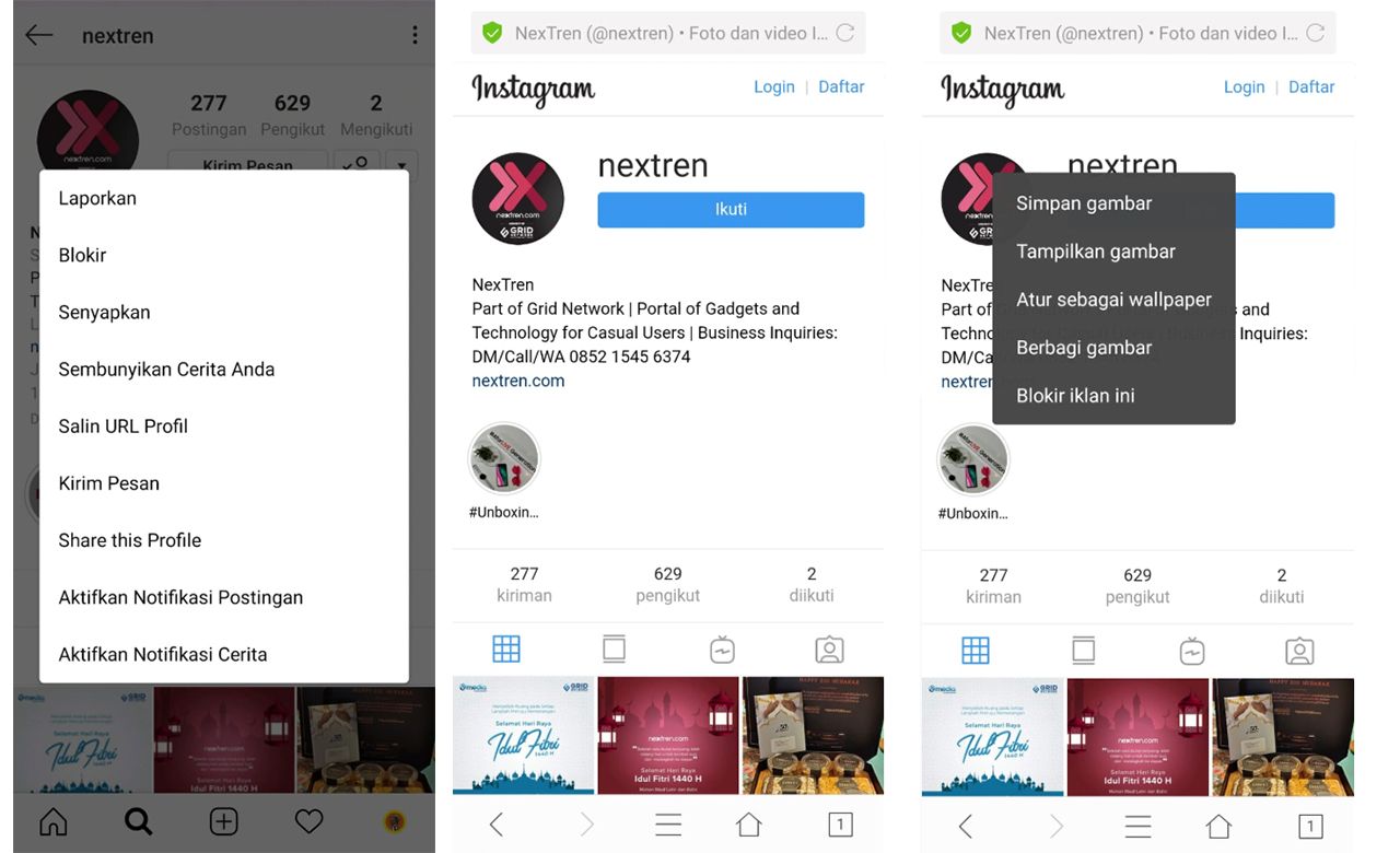 Cara melihat foto profile orang di Instagram