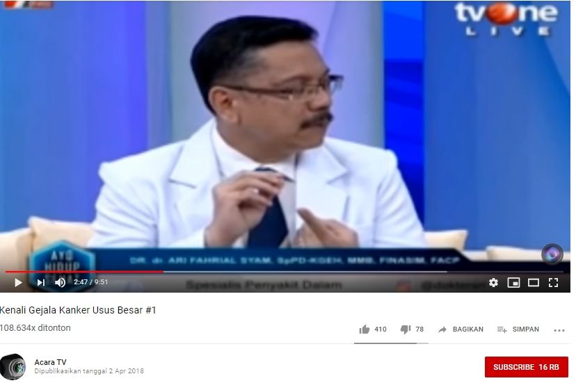 Video Penjelasan Gejala Kanker Usus Besar, Penyakit yang Jadi Penyebab Meninggal Mantan KSAD