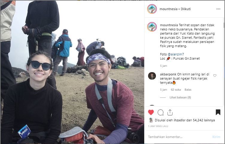 Yuki Kato mendaki Gunung Slamet