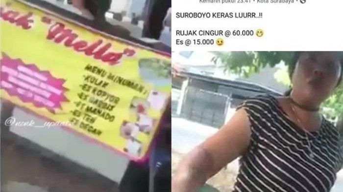 Warung pedagang di Surabaya yang menjual seporsi rujak cingur dengan harga Rp 60 ribu.