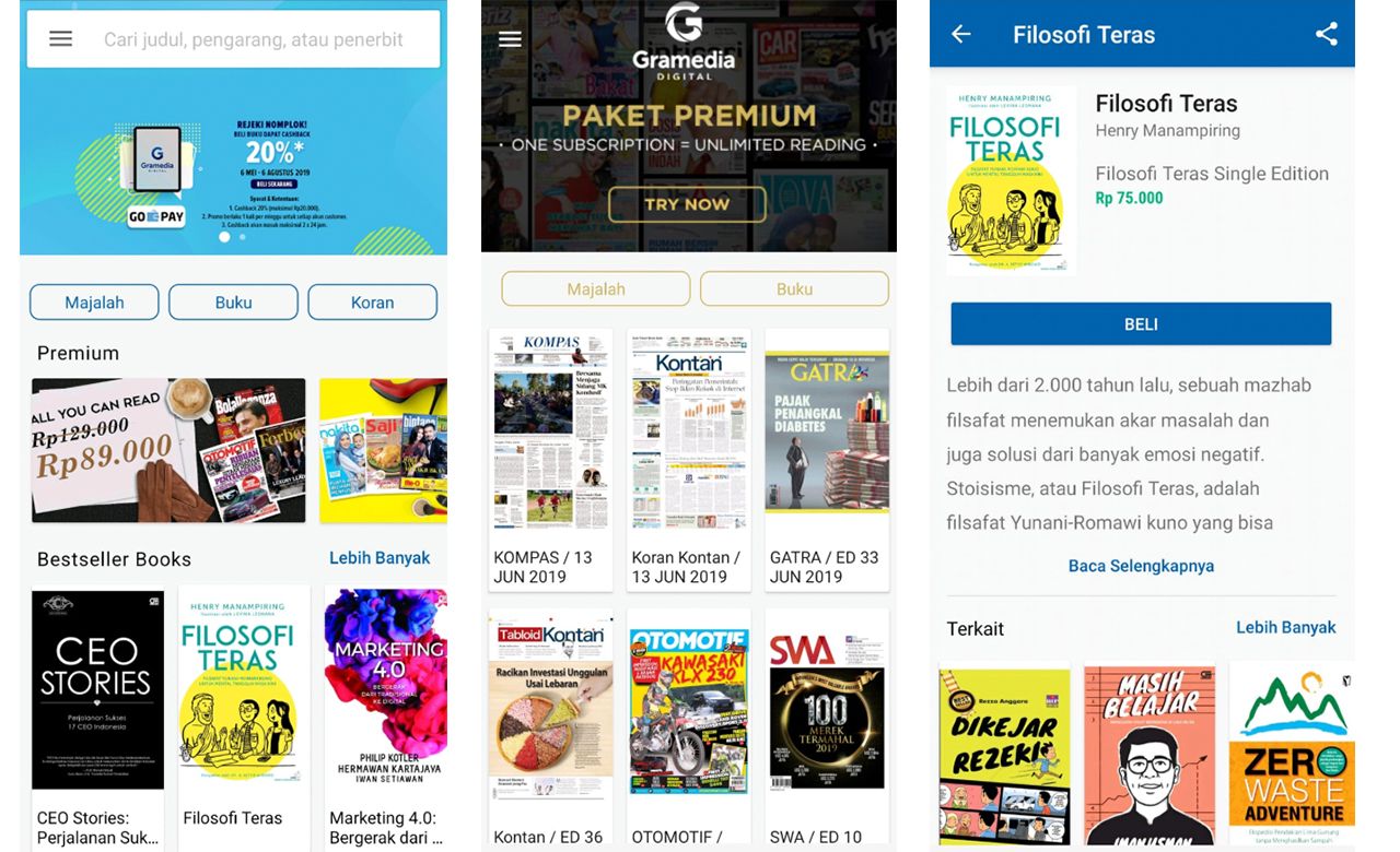 Tampilan Aplikasi Gramedia Digital