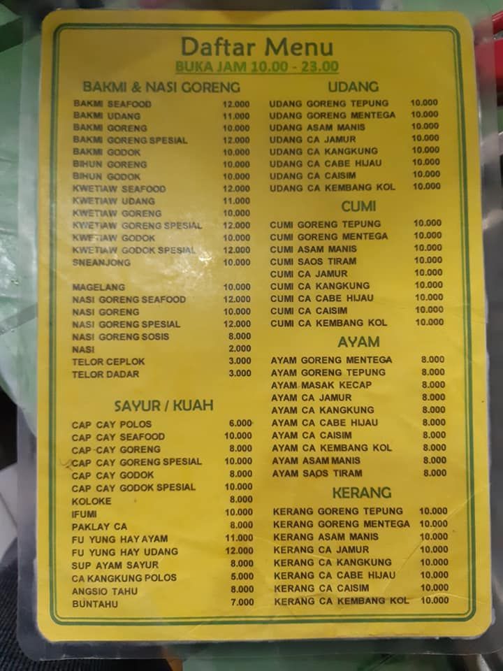 Daftar harga Warung Makan Kita.