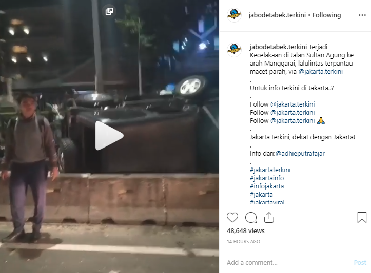 Video kecelakaan di jalur Transjakarta, Pasar Rumput, Jakarta Selatan. 