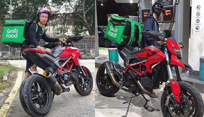 Antar order pakai moge Ducati, si abang ojol klaim bisa antar lebih cepat dari orang lain.