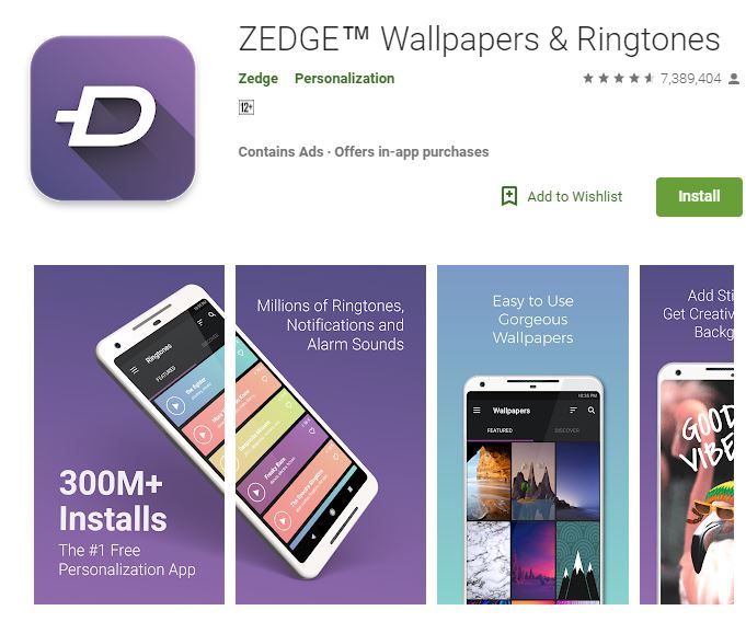 Aplikasi Zedge di Play Store