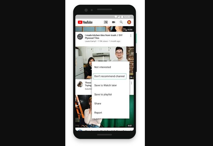 Fitur blokir channel dari daftar rekomendasi di YouTube