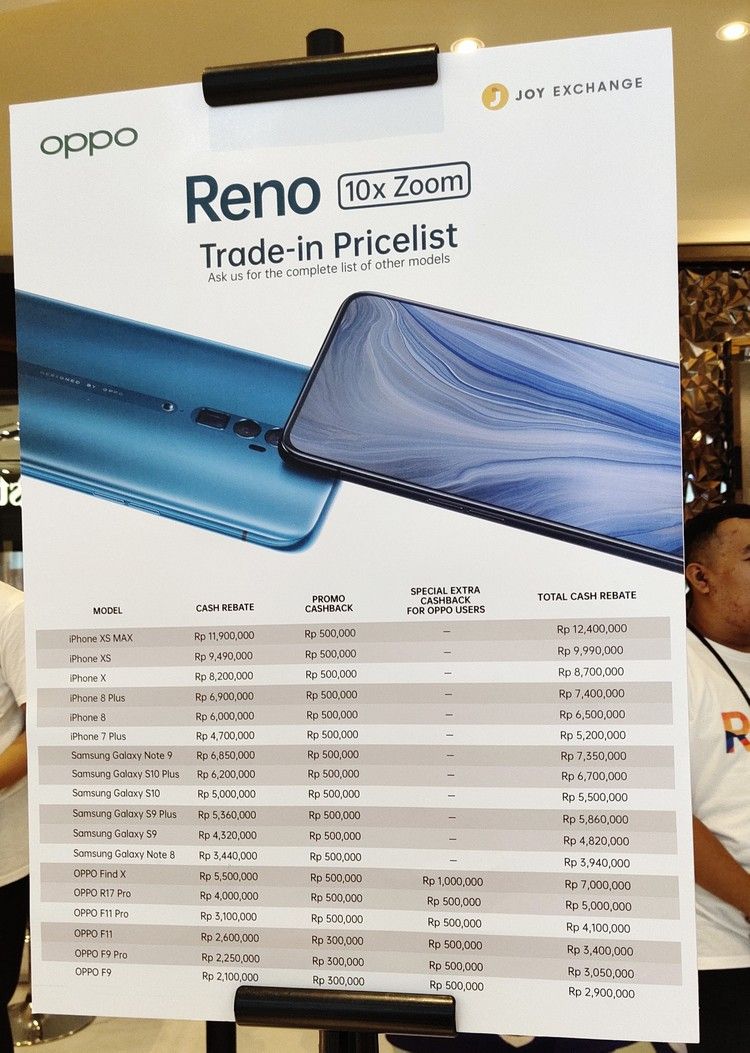 Daftar trade in Oppo Reno 10x Zoom