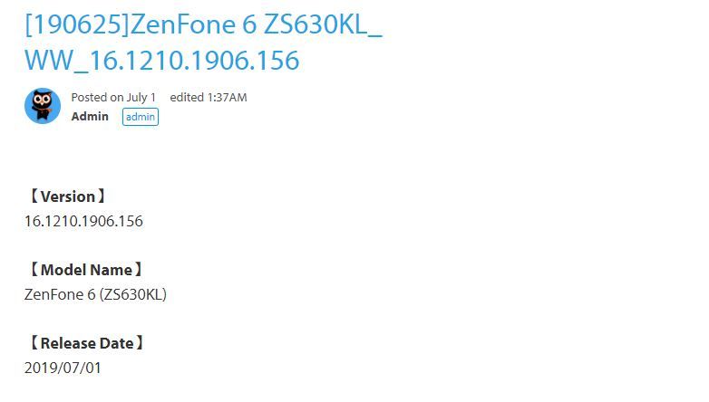 Update terbaru untuk Asus Zenfone 6 telah rilis